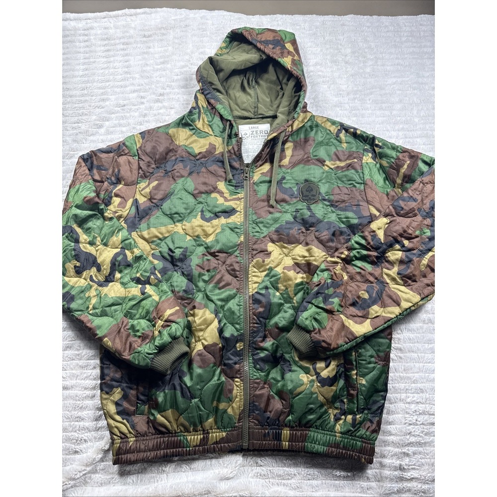 Zero Foxtrot Camo Jacket Tactical Full Zip Lightweight Quilted Men's Large Coat